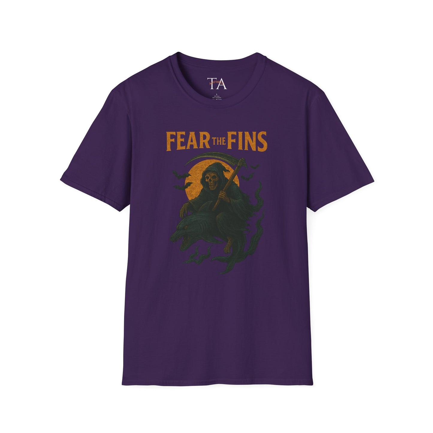 Miami Dolphins Halloween Unisex T-Shirt - Fear the Fins - Gifts for Ocean Lovers, Spooky Occasions, Casual Wear, Beach Parties, Horror Tee