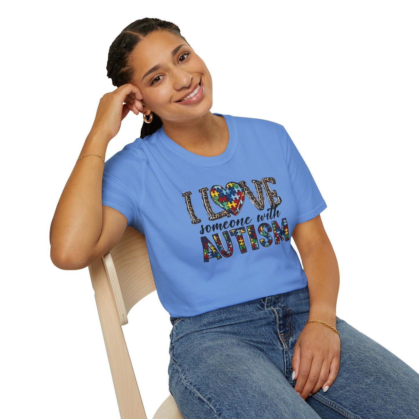 Autism Awareness Unisex T-Shirt - I Love Someone with Autism Design