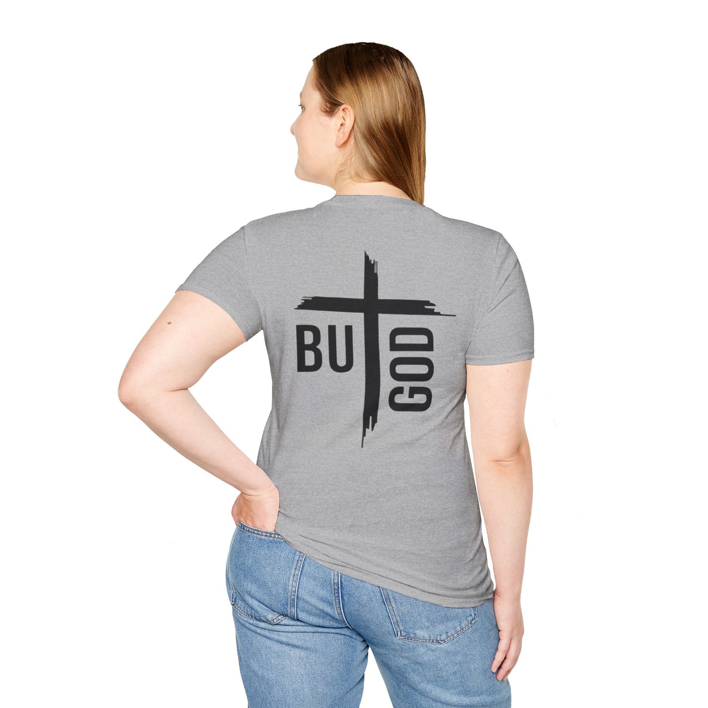 Faith Inspired Unisex Softstyle T-Shirt - 'BUT GOD' - Inspirational Gift for Believers