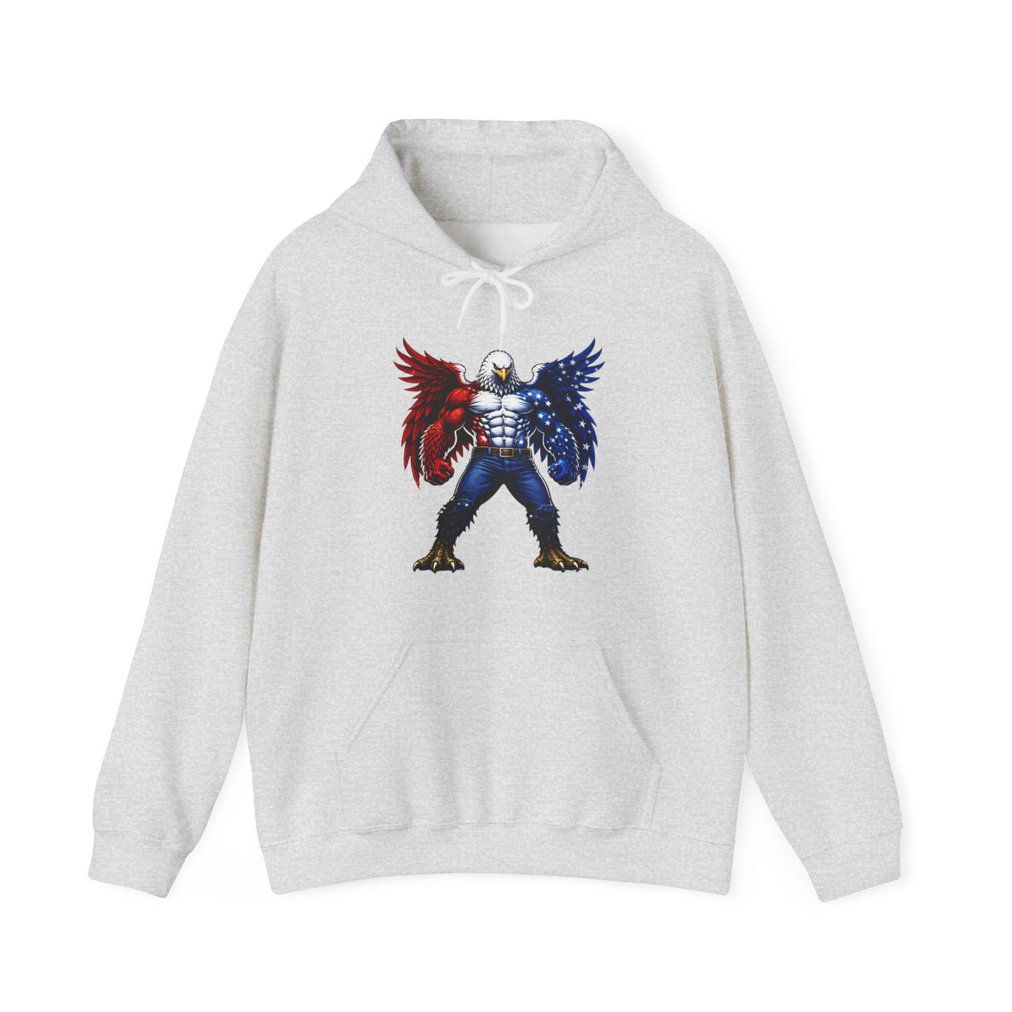 Birdmanzilla Patriotic Eagle Warrior Hoodie | American Flag Wings, Bald Eagle Graphic