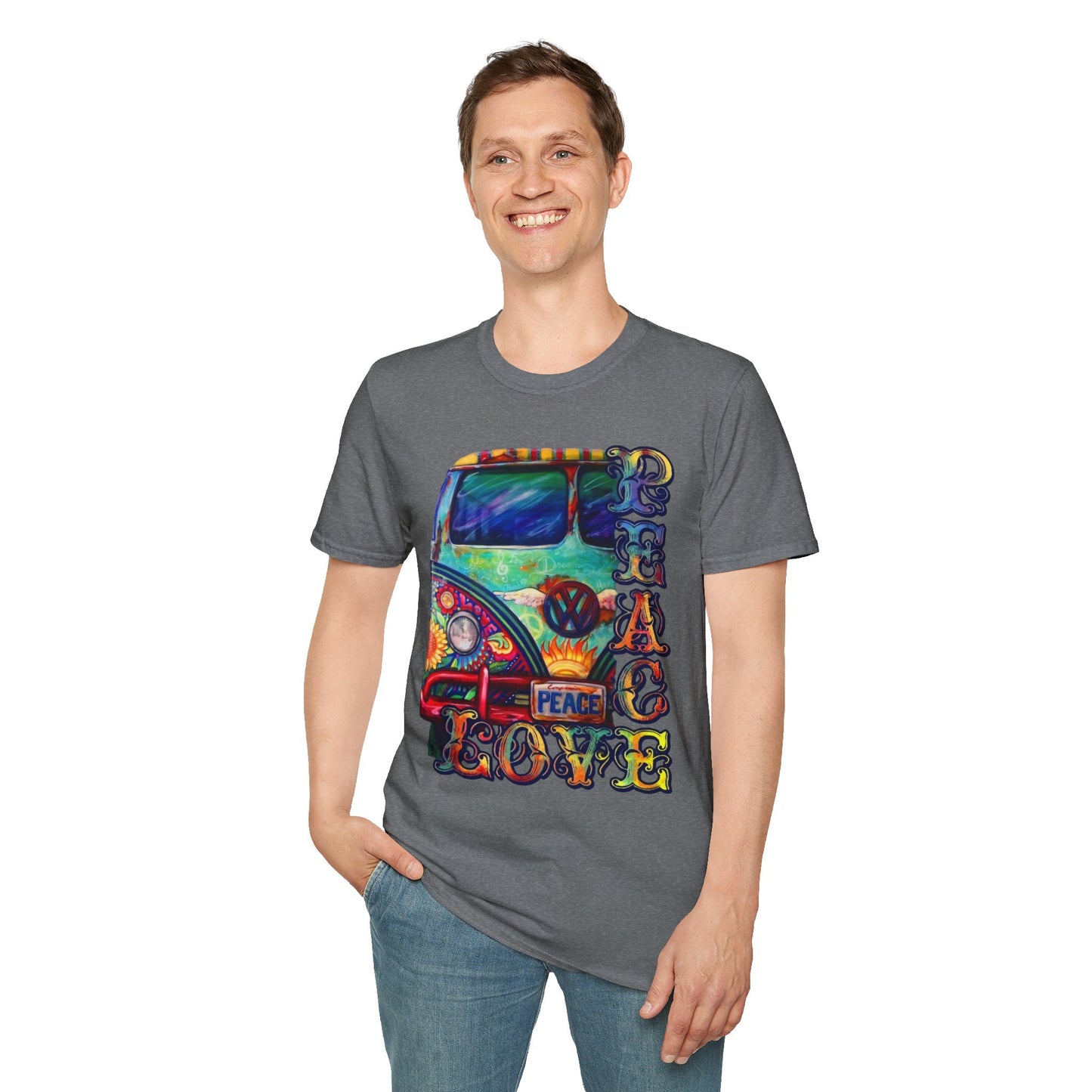 VW Groovy Peace & Love Retro Festival Shirt Tie-Dye T-Shirt