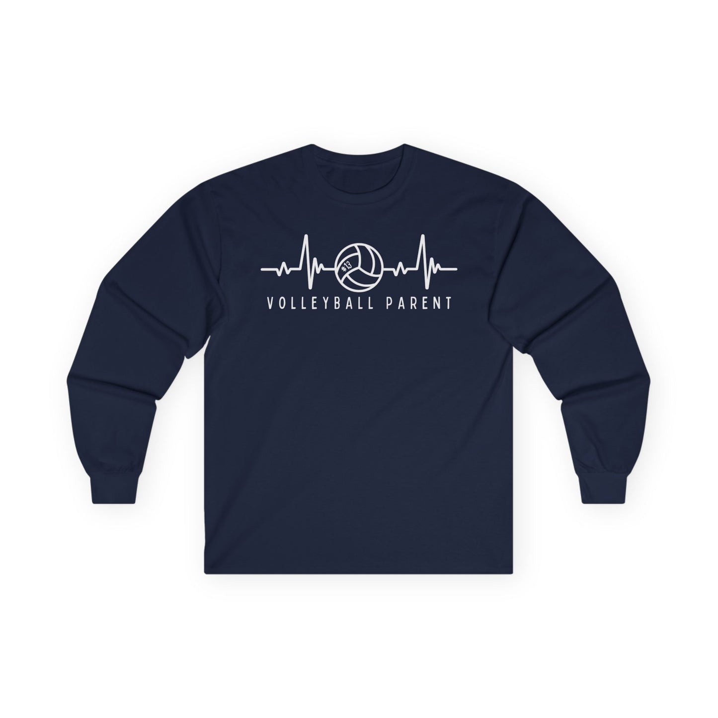 Volleyball Heartbeat Long Sleeve Tee #13, Quality Cotton Shirt, Parent Gift, Volleyball Fan Apparel, Sports Lover Top