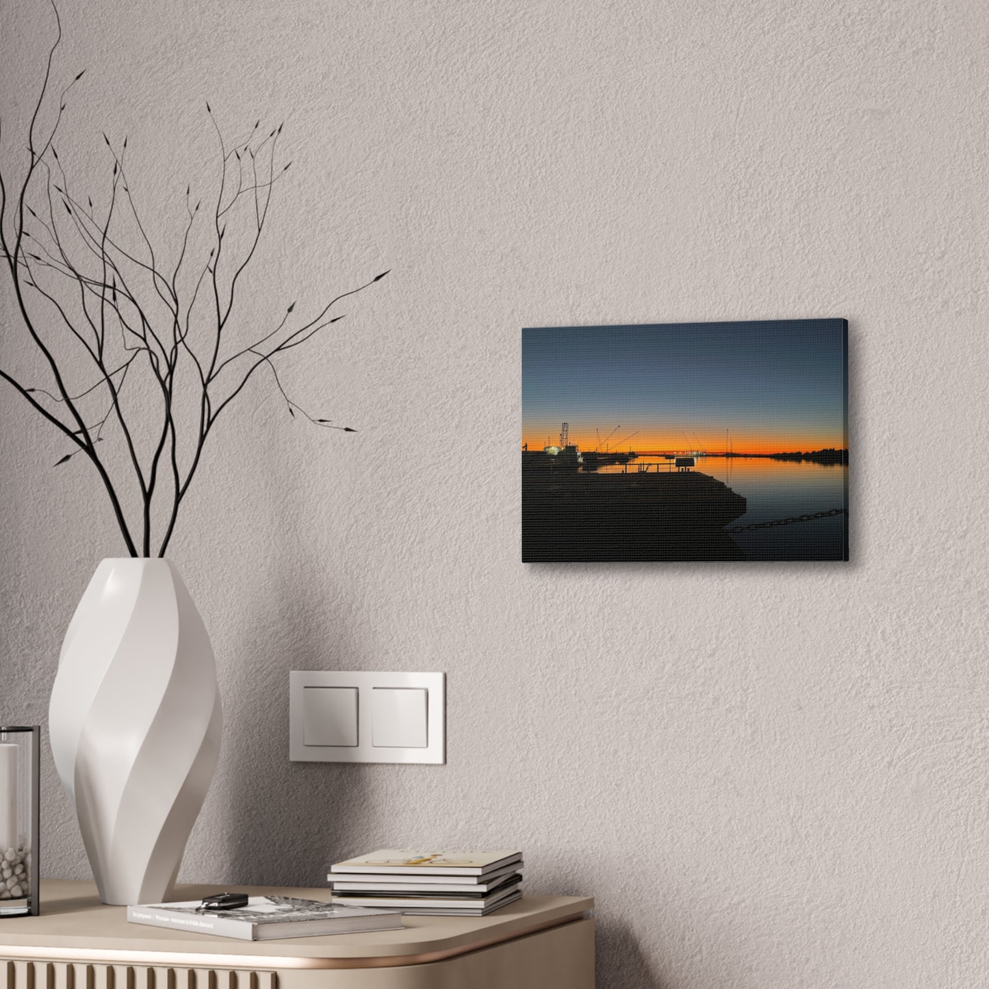 Sunset Harbor Canvas Wall Art — Stretched Canvas Print