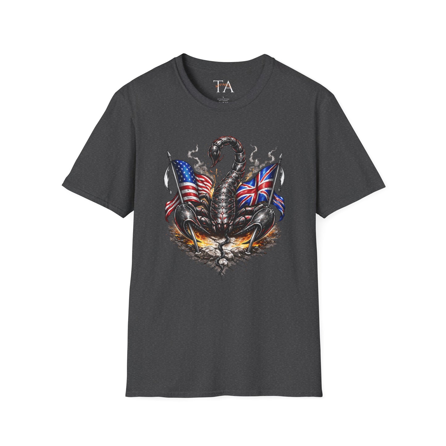 Scorpion design with US UK Flags T-Shirt | Patriotic Skull Tee