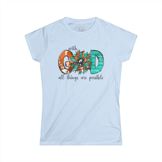 Women's Inspirational Softstyle Tee - "With God All Things Are Possible" - Faith Tee, Christian Shirt, Gift for Her, Uplifting [...]