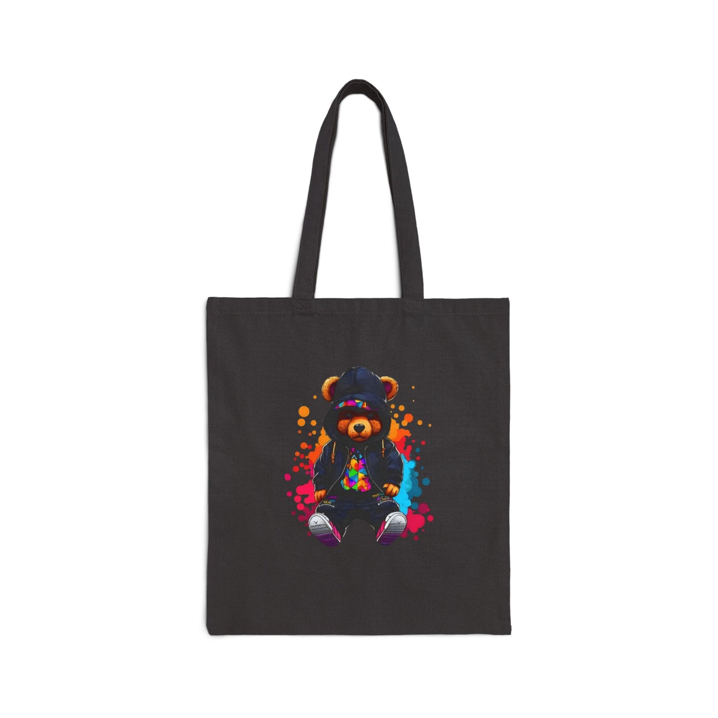 Cotton Canvas Colorful Bear Art Tote Bag