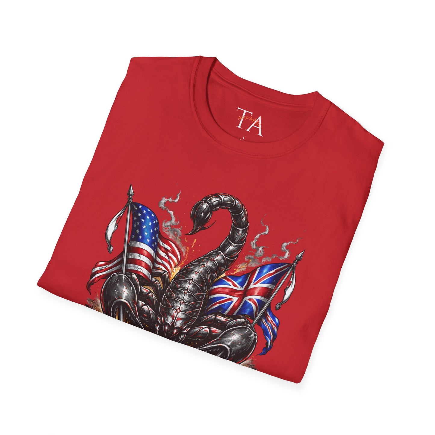 Scorpion design with US UK Flags T-Shirt | Patriotic Skull Tee