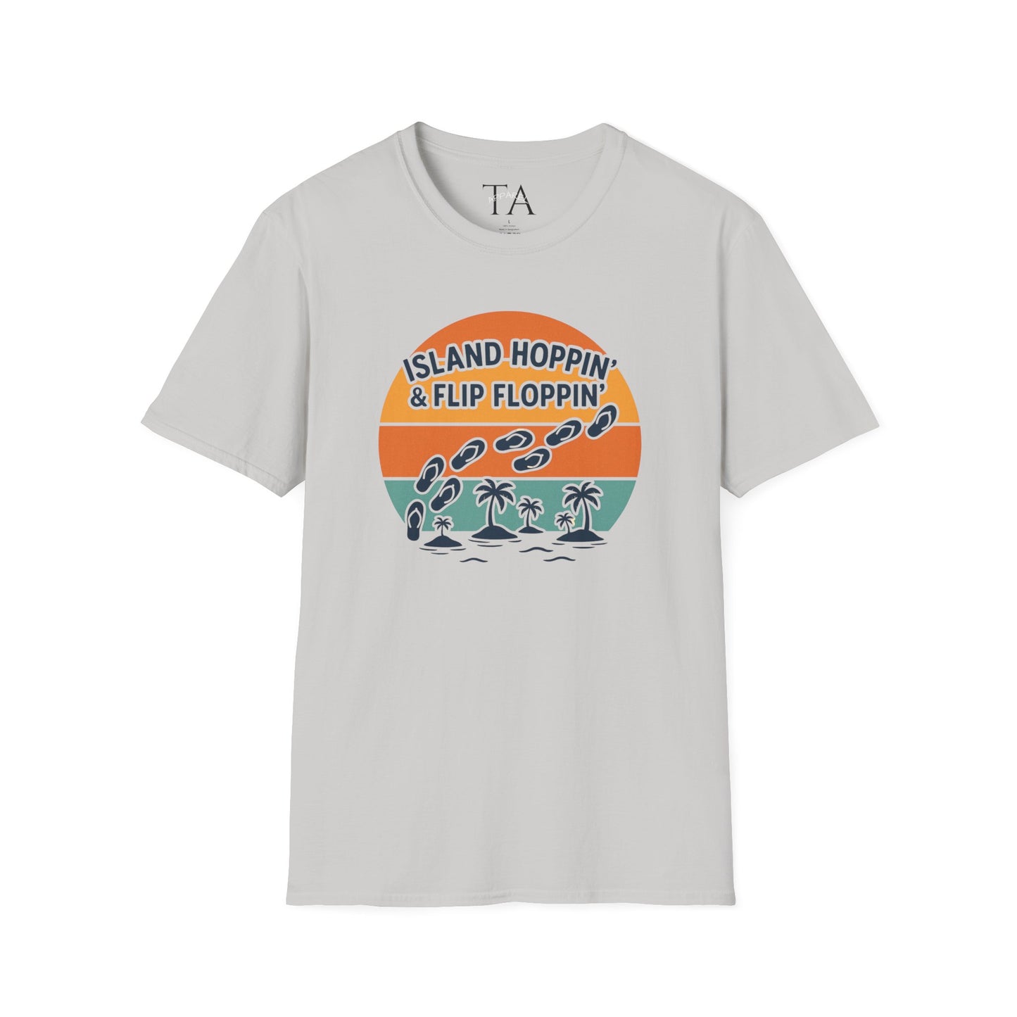 Island Hoppin' Flip Floppin' Unisex Softstyle T-Shirt, Beach T-Shirt, Vacation Apparel, Summer Wear, Casual T-Shirt, Graphic Tee