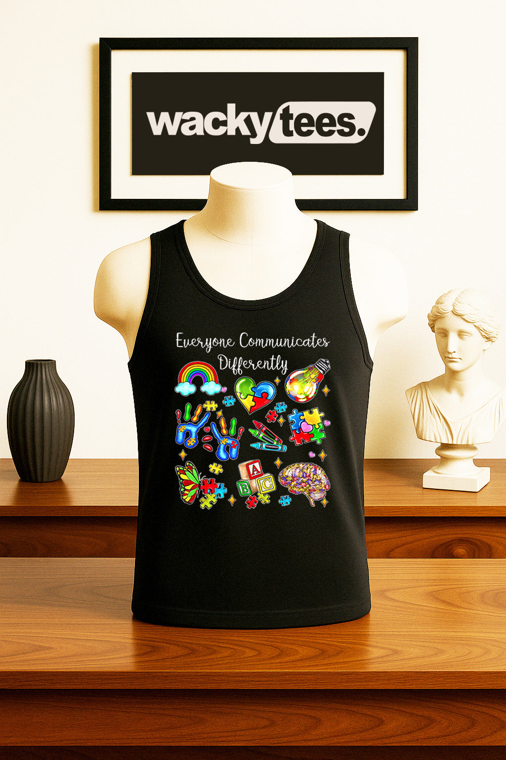 Everyone Communicates Differently Autism Awareness Graphic Tee Shirt