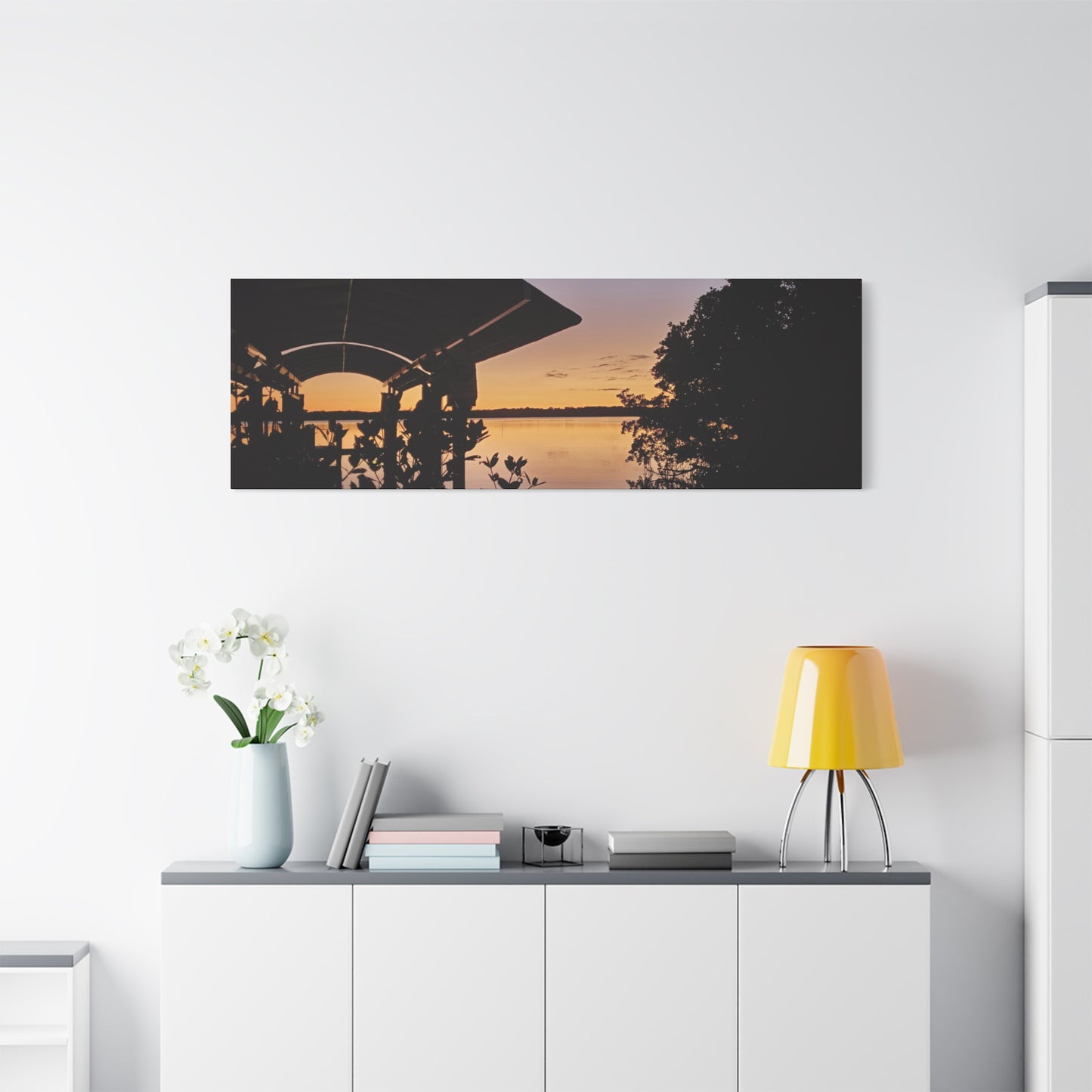 Serene and Vibrant Sunset on the River - Canvas Wal Art