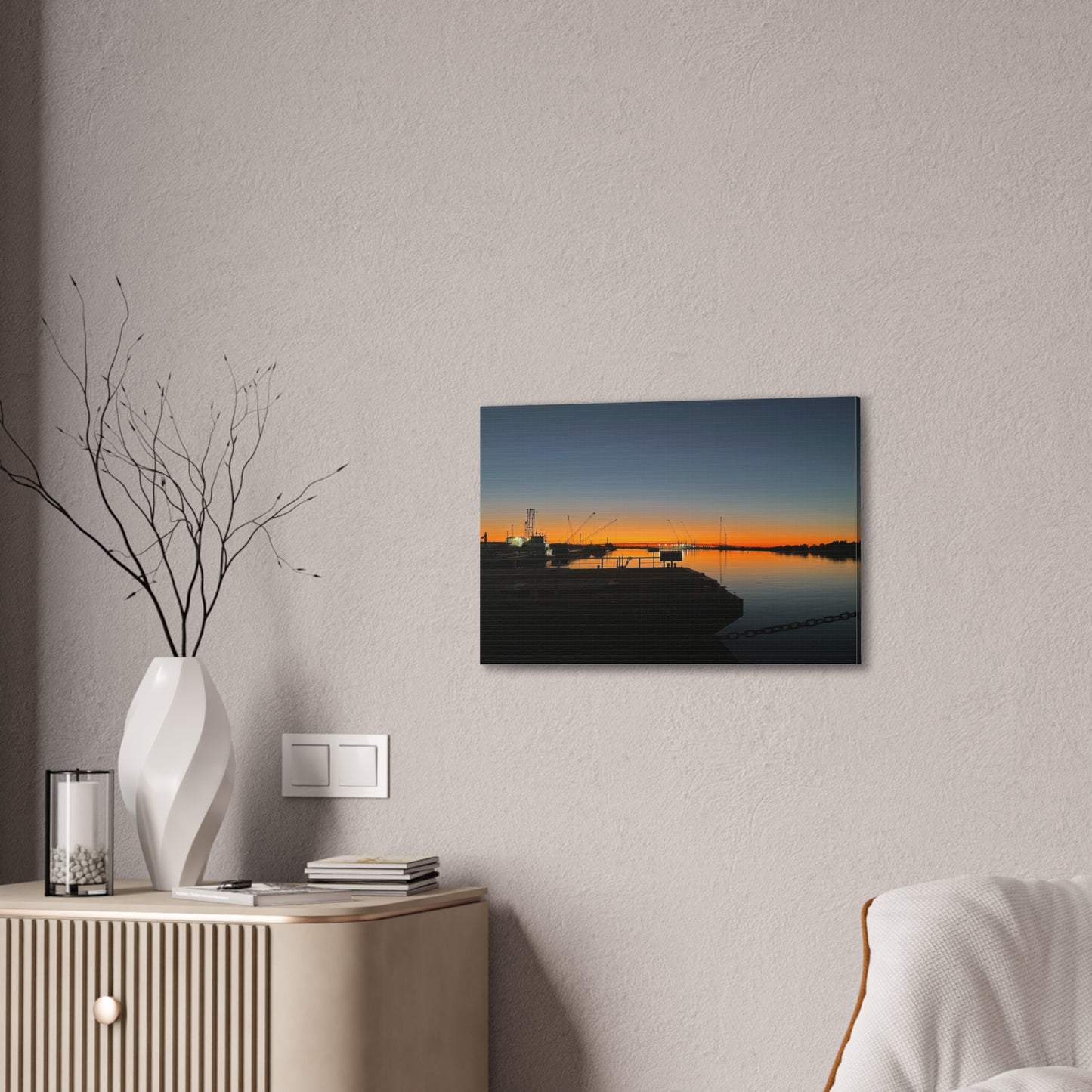 Sunset Harbor Canvas Wall Art — Stretched Canvas Print