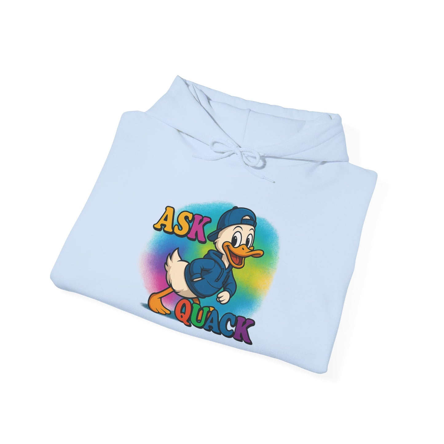 Askquack Male Duck Unisex Hoodie, Quirky Duck Design Sweatshirt, Novelty Animal Jumper, Humorous Duck Apparel, Unique Hooded Top