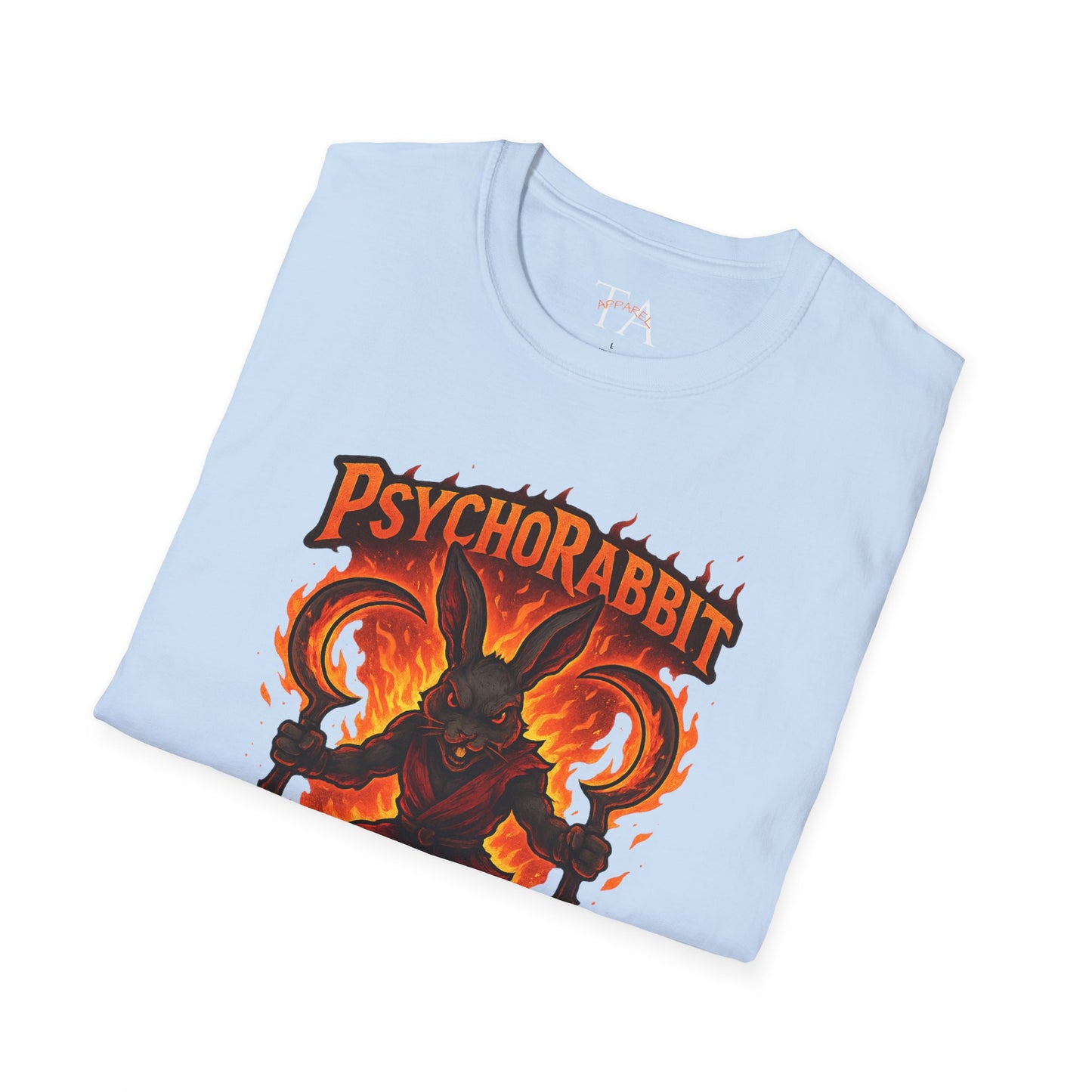 Psychorabbit Graphic Tee | Unisex Softstyle T-Shirt for Anime Fans and Gamers