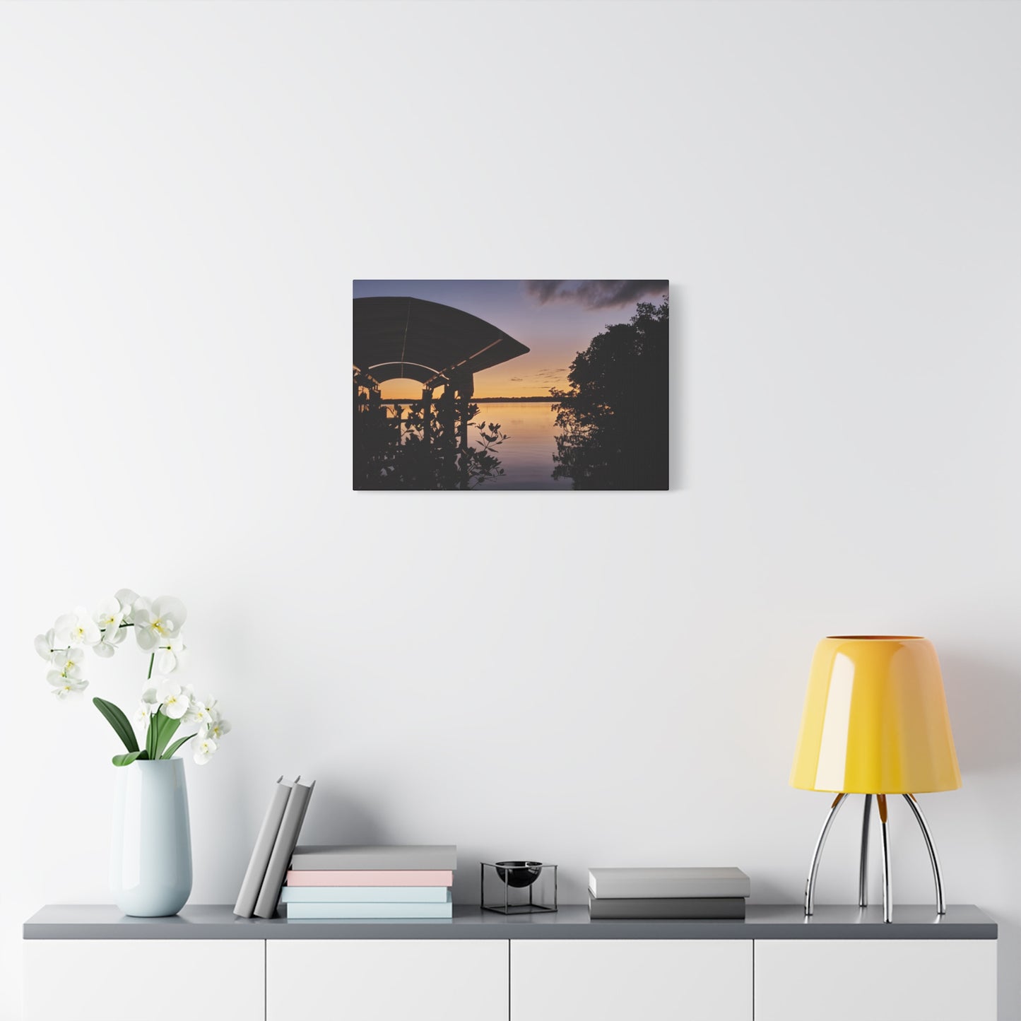 Serene and Vibrant Sunset on the River - Canvas Wal Art