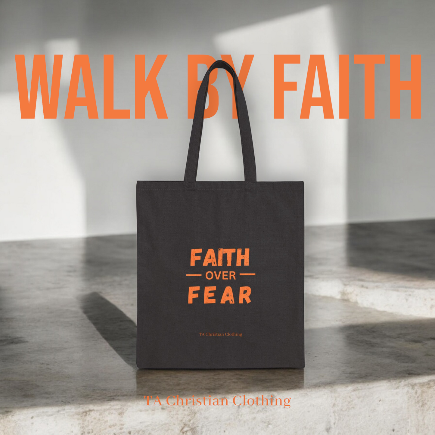Cotton Canvas Tote Bag Faith Over Fear Cotton - Motivational Eco-Friendly Tote