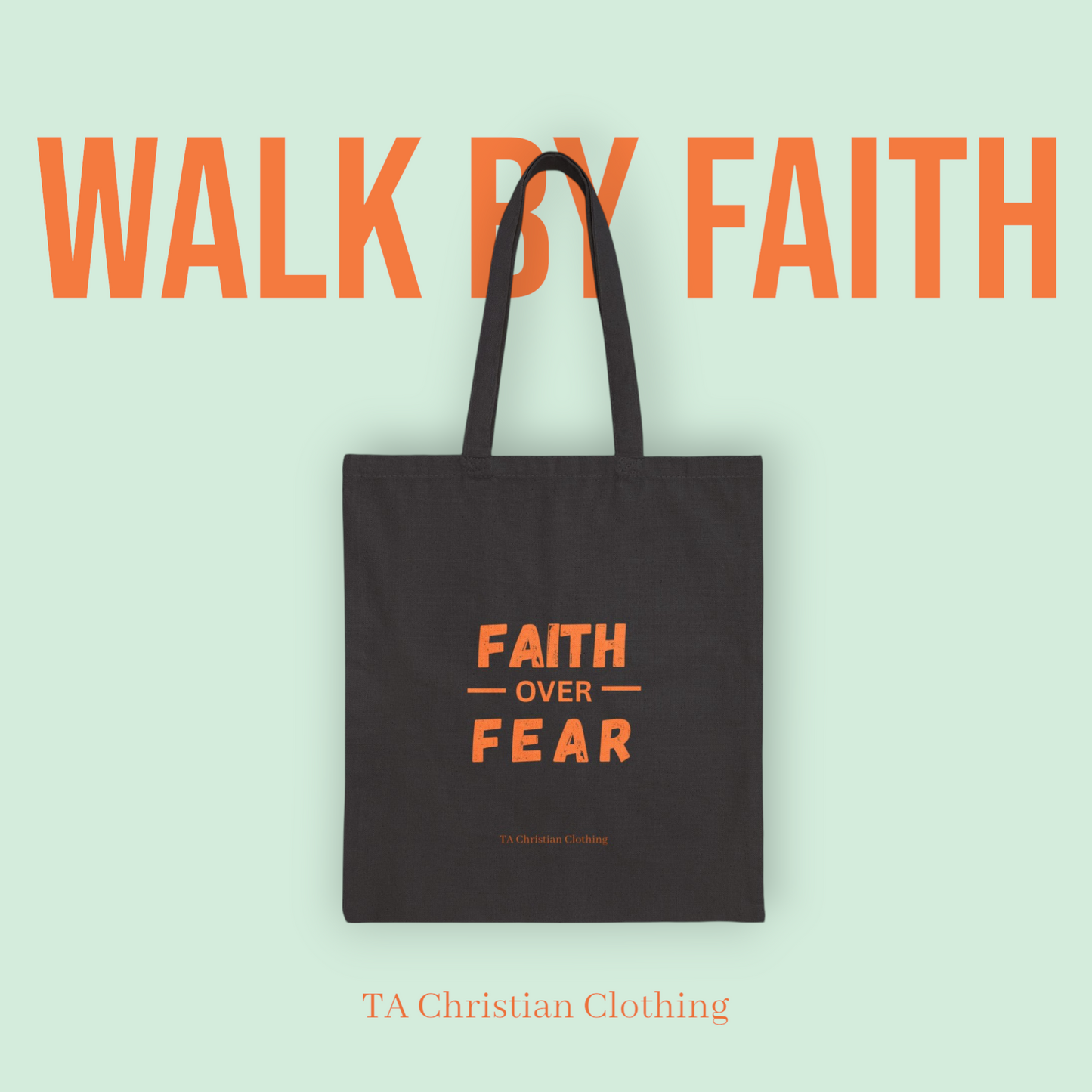 Cotton Canvas Tote Bag Faith Over Fear Cotton - Motivational Eco-Friendly Tote