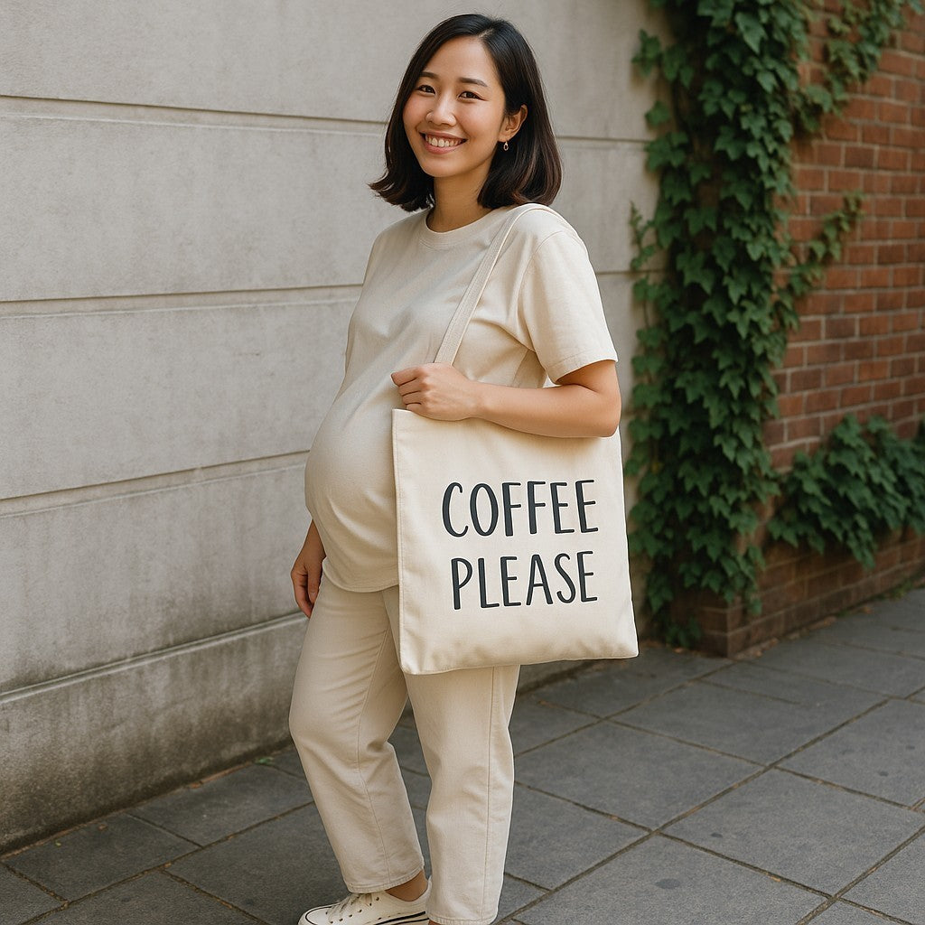 Coffee Lover Cotton Canvas Tote Bag Coffee Please - Eco-Friendly Shopping Bag