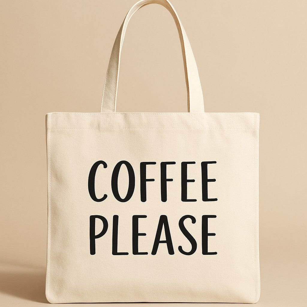 Coffee Lover Cotton Canvas Tote Bag Coffee Please - Eco-Friendly Shopping Bag