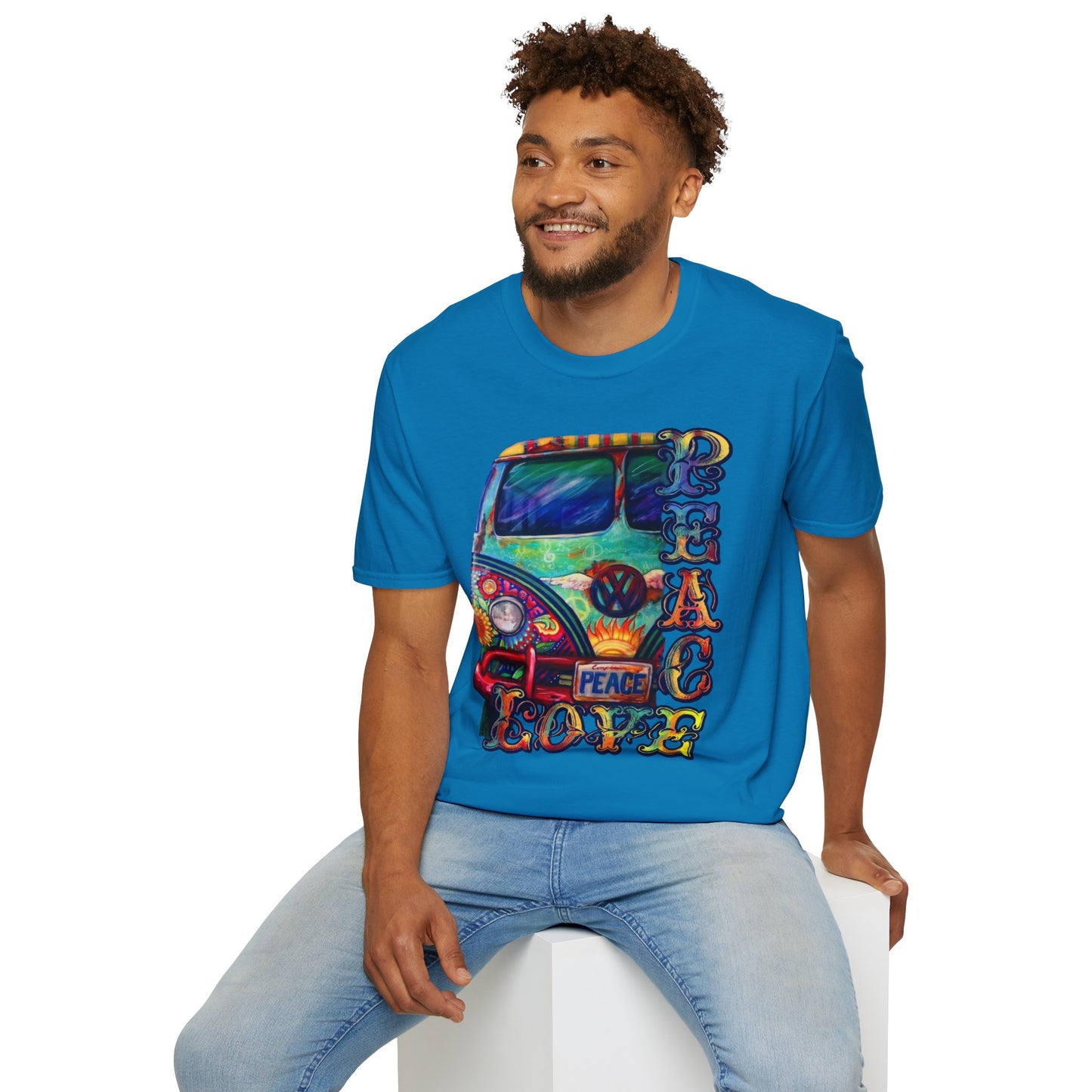 VW Groovy Peace & Love Retro Festival Shirt Tie-Dye T-Shirt