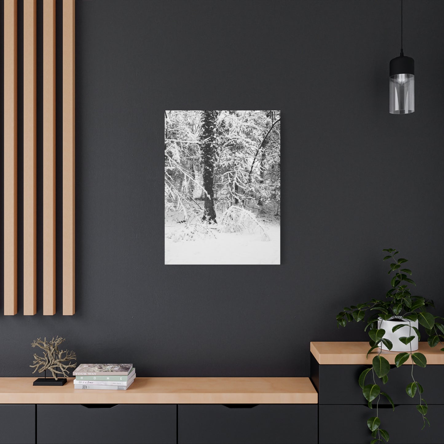 Serene Winter Wonderland in the Woods - Canvas Wall Art