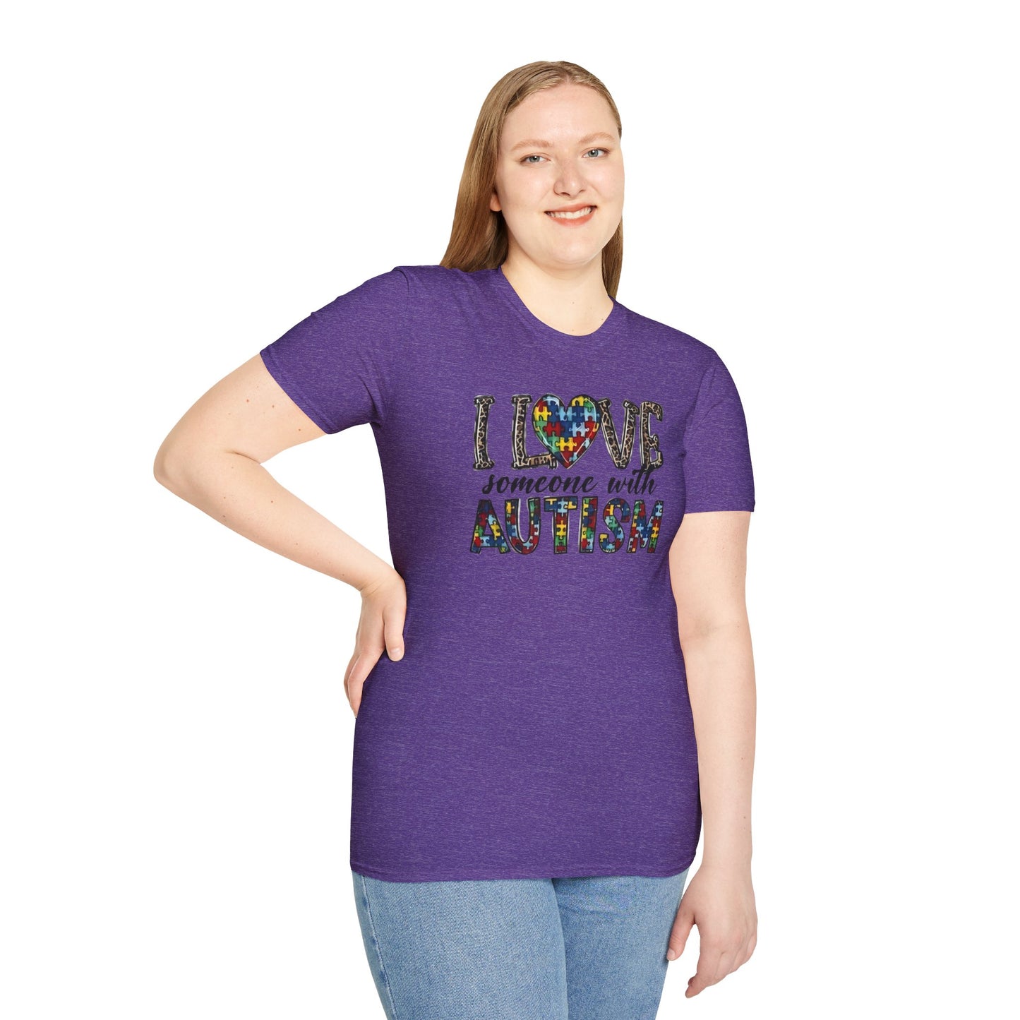Autism Awareness Unisex T-Shirt - I Love Someone with Autism Design