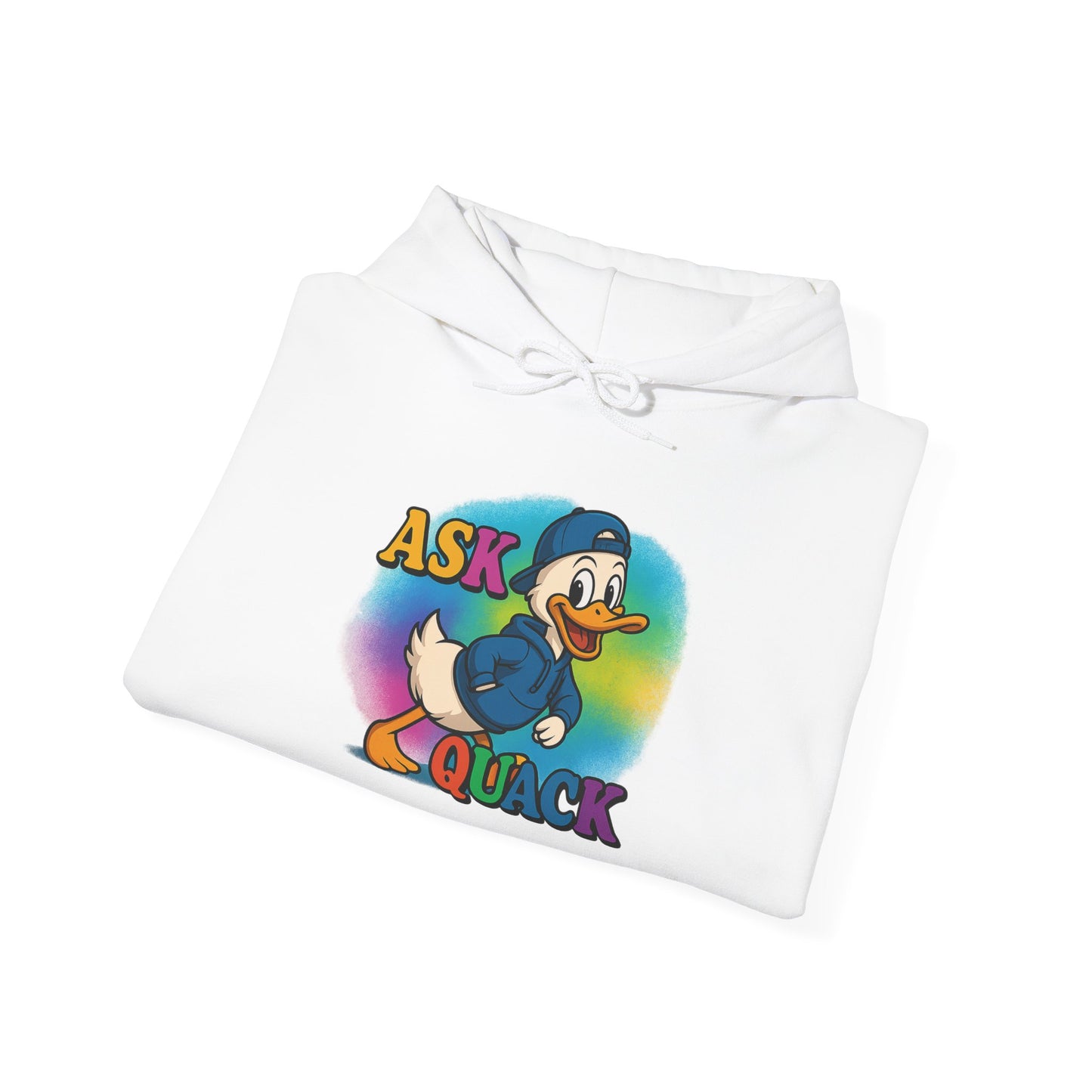 Askquack Male Duck Unisex Hoodie, Quirky Duck Design Sweatshirt, Novelty Animal Jumper, Humorous Duck Apparel, Unique Hooded Top