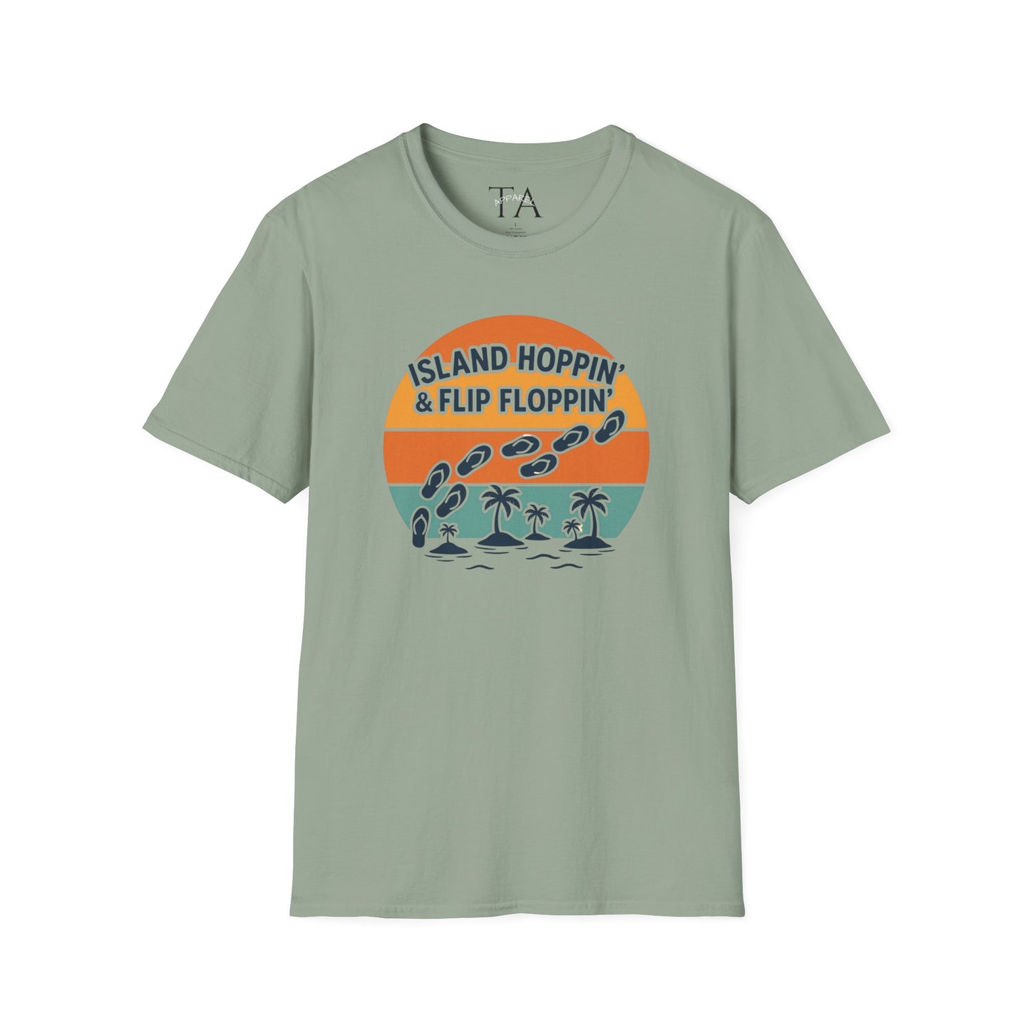 Island Hoppin' Flip Floppin' Unisex Softstyle T-Shirt, Beach T-Shirt, Vacation Apparel, Summer Wear, Casual T-Shirt, Graphic Tee