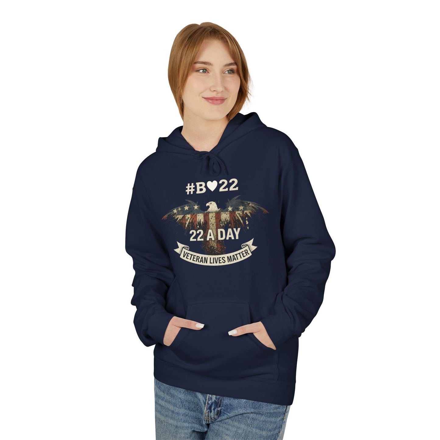#B🤍22 Fleece Hoodie Veteran Lives Matter Sweatshirt