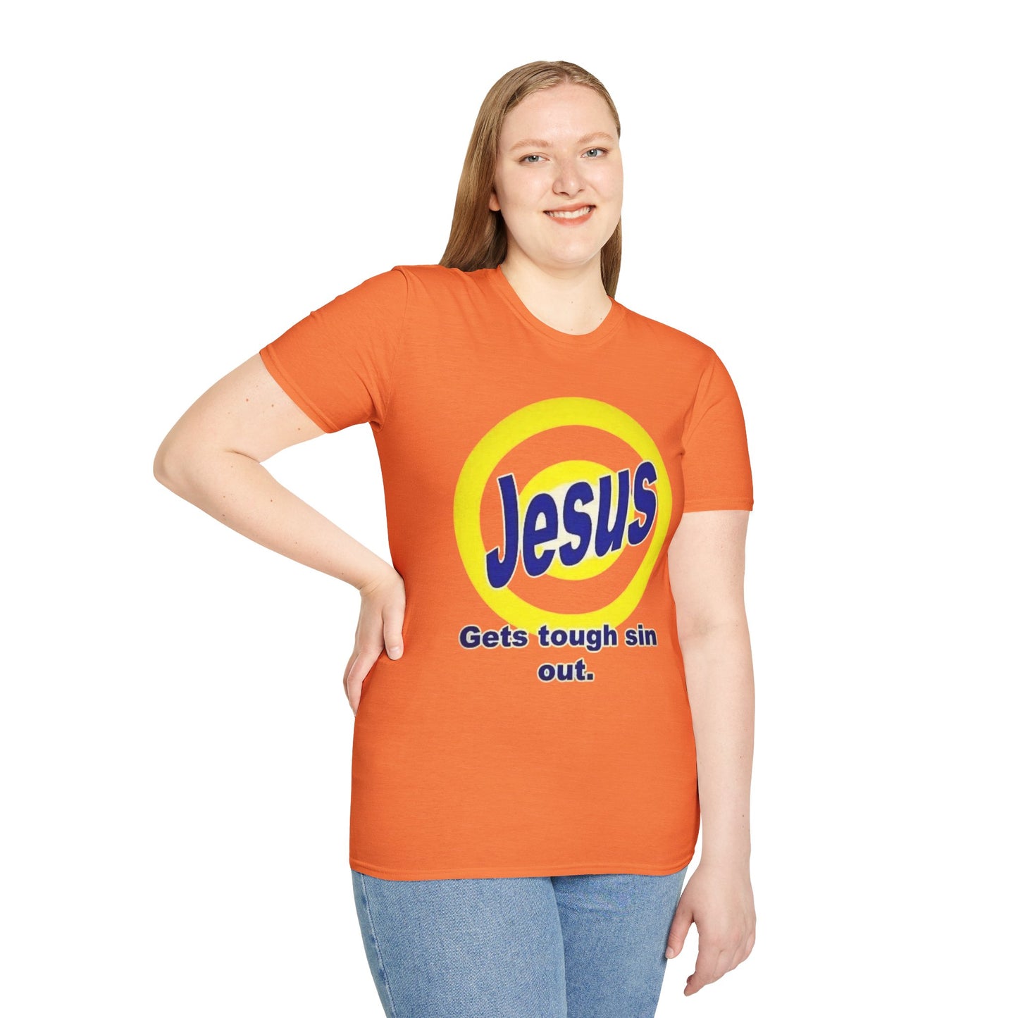 Faith Inspired - Jesus Gets Tough Stains Out Softstyle T-Shirt - Faith-Based Apparel, Christian Gift, Casual Wear, Bible Quote Tee, Unique Religious Shirt