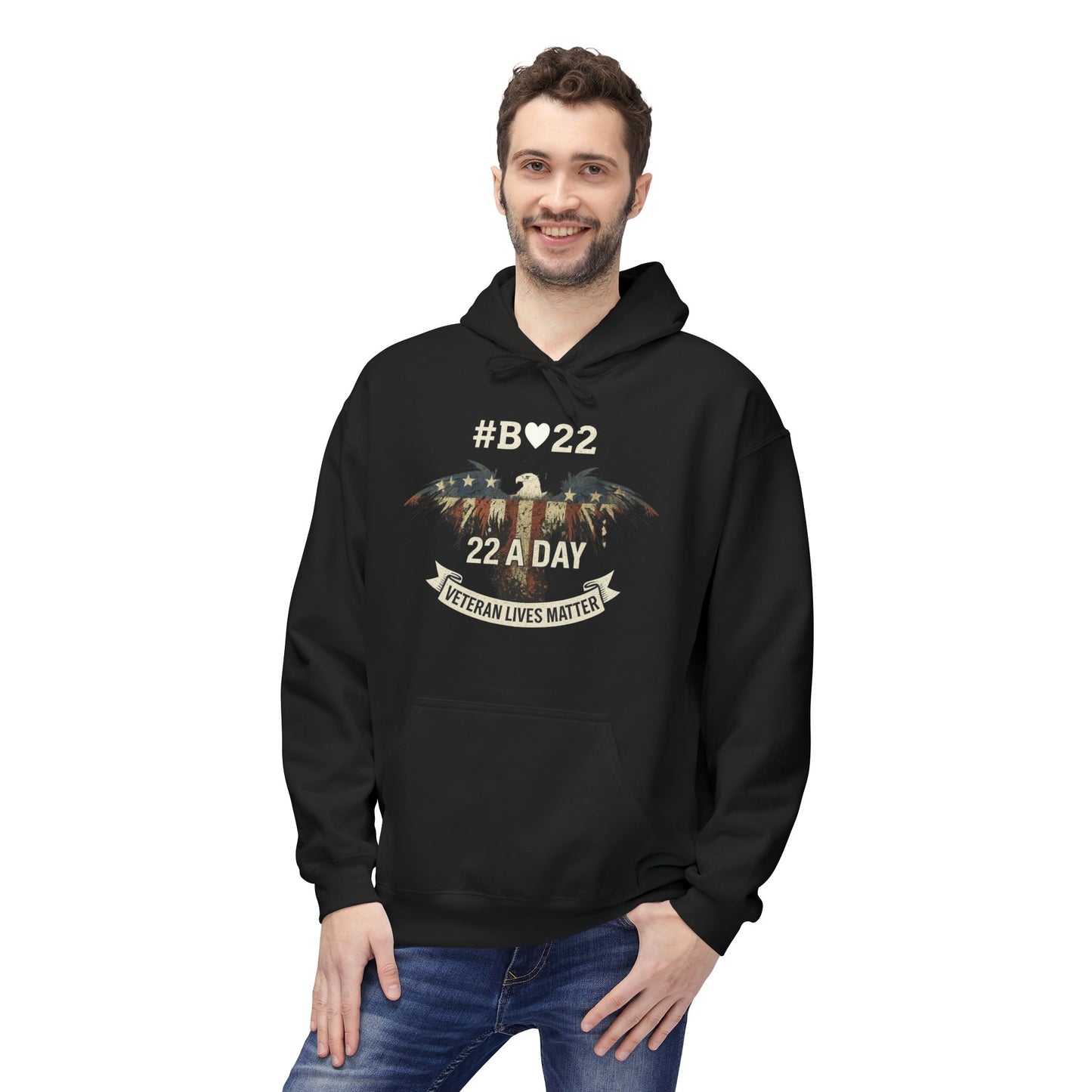 #B🤍22 Fleece Hoodie Veteran Lives Matter Sweatshirt