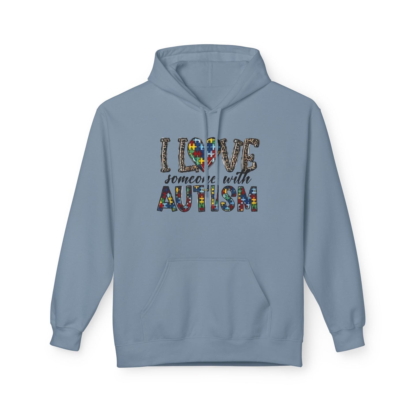Autism Awareness Softstyle Hoodie - "I Love Someone With Autism" Puzzle Heart Design