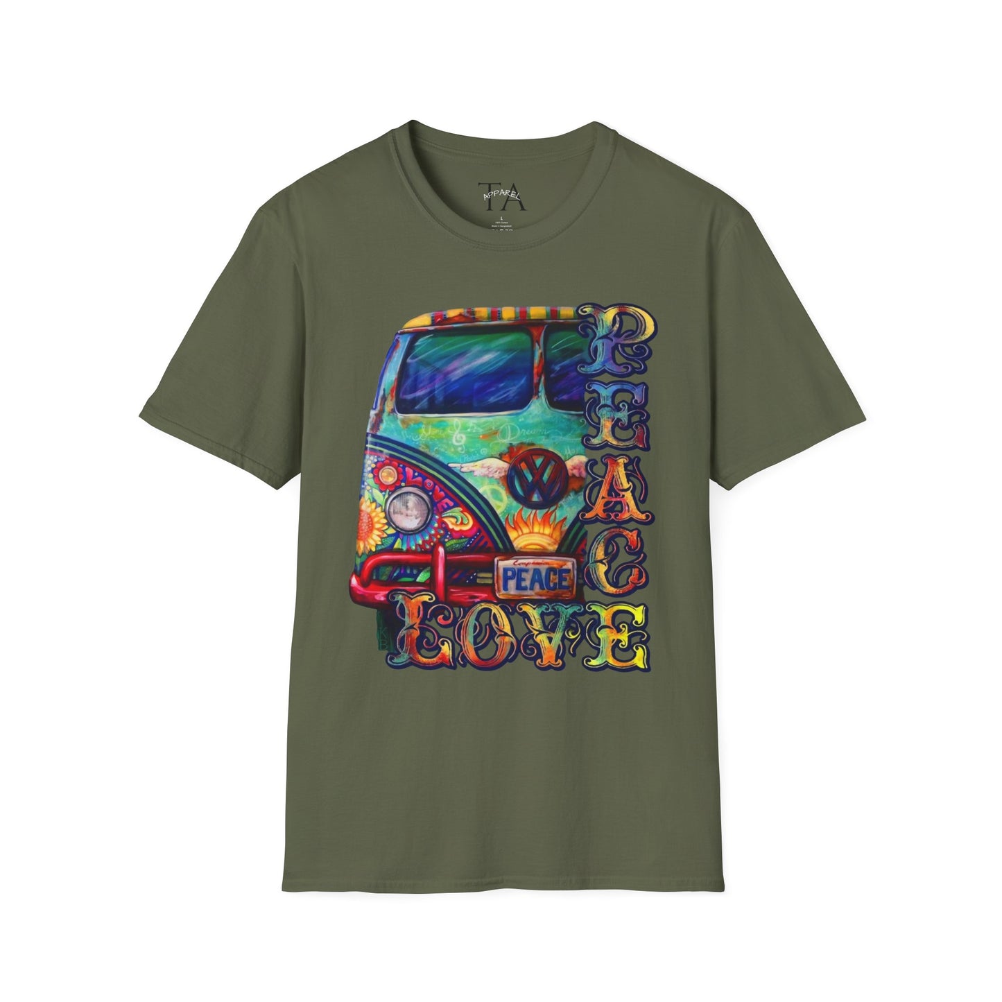 VW Groovy Peace & Love Retro Festival Shirt Tie-Dye T-Shirt