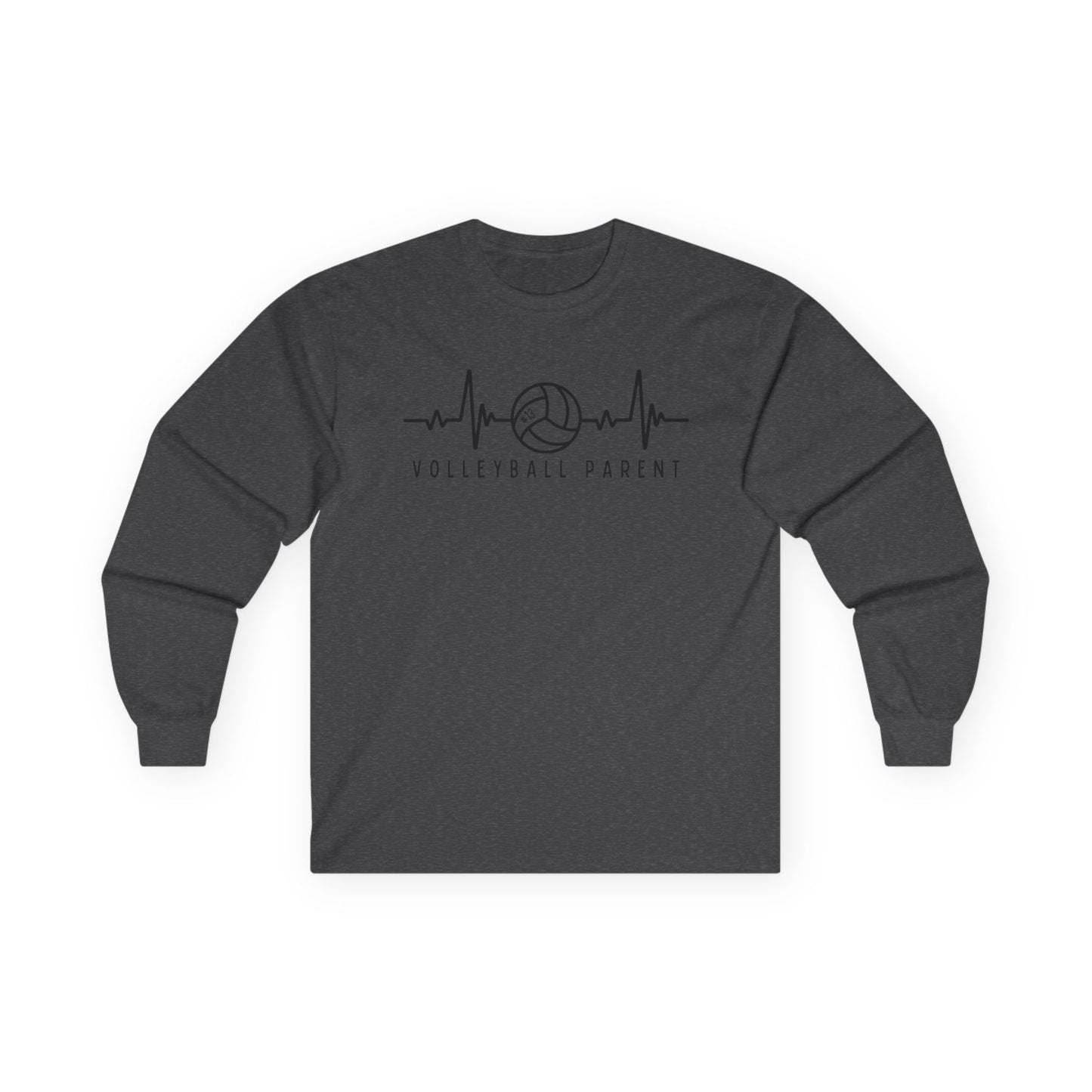 Volleyball Heartbeat Long Sleeve Tee Customizable, Quality Cotton Shirt, Parent Gift, Volleyball Fan Apparel, Sports Lover Top