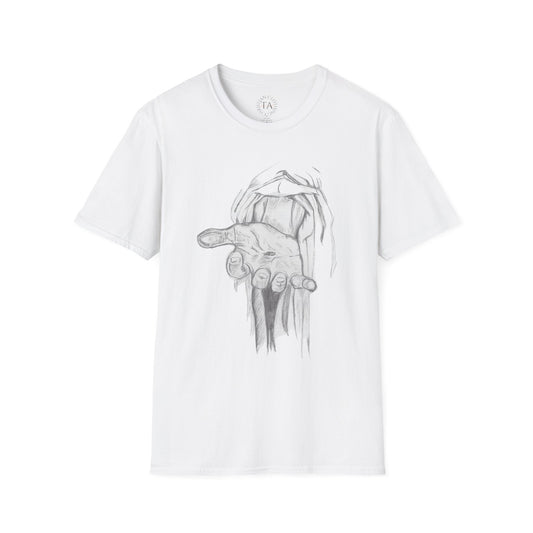 Faith-Inspired "Hand of Jesus" Sketch T-Shirt