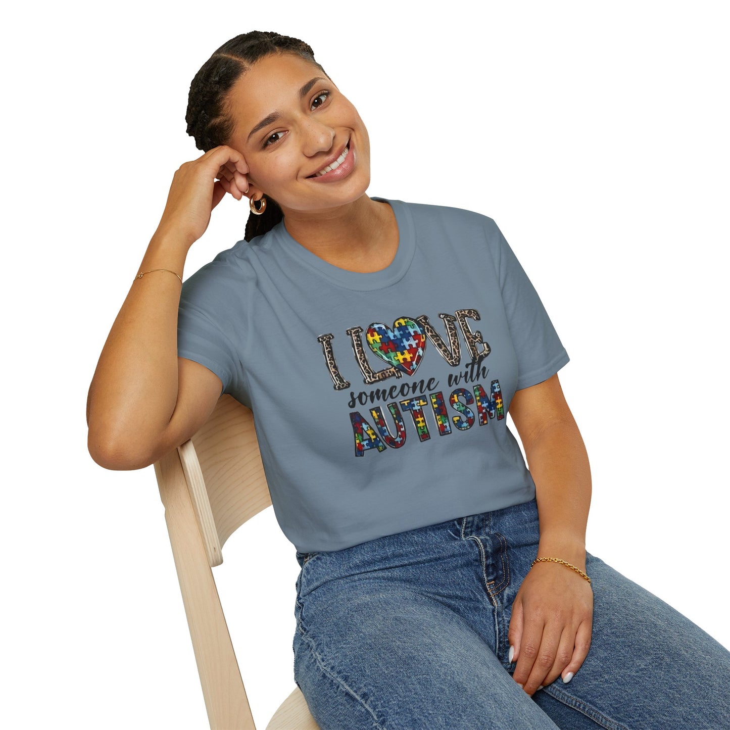 Autism Awareness Unisex T-Shirt - I Love Someone with Autism Design