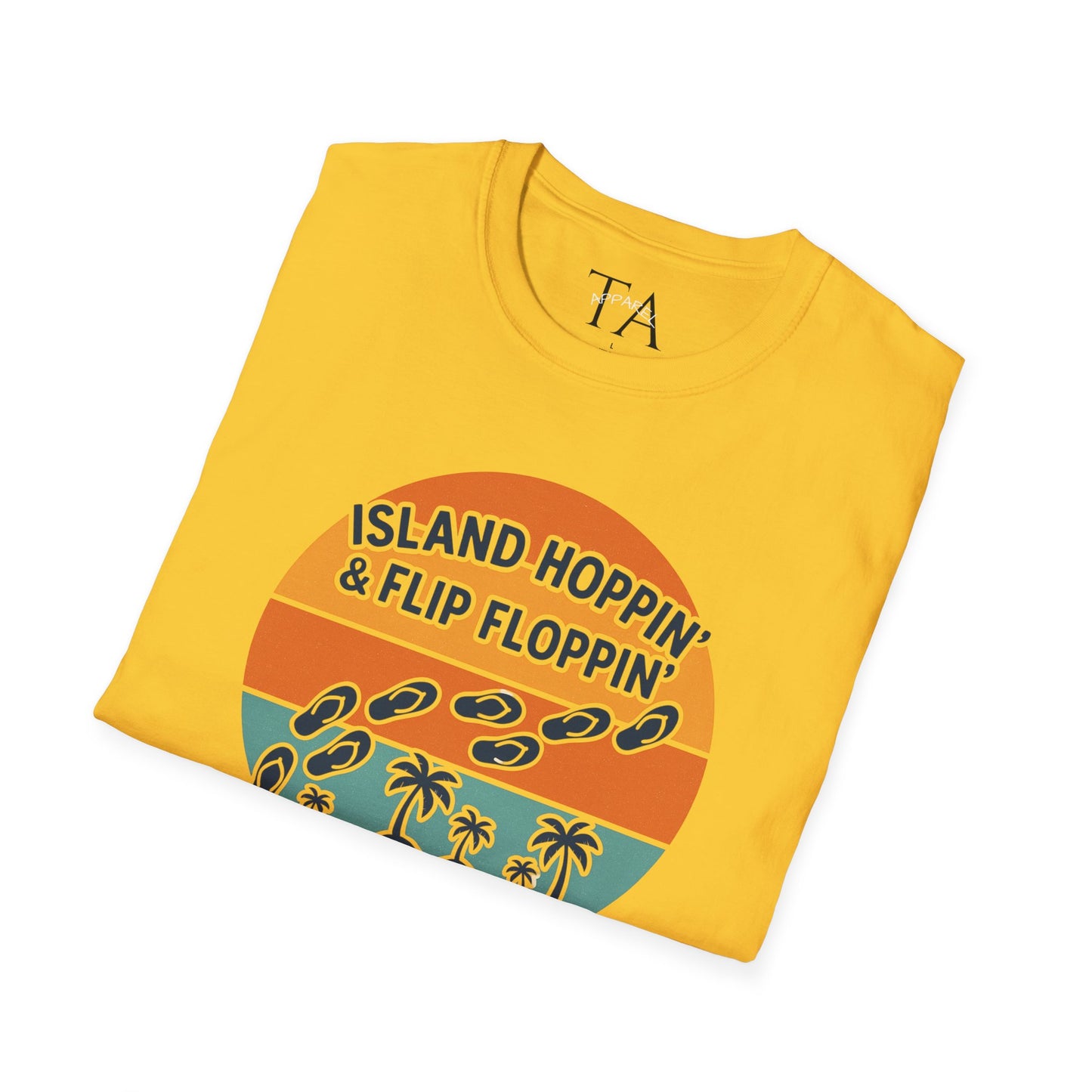 Island Hoppin' Flip Floppin' Unisex Softstyle T-Shirt, Beach T-Shirt, Vacation Apparel, Summer Wear, Casual T-Shirt, Graphic Tee