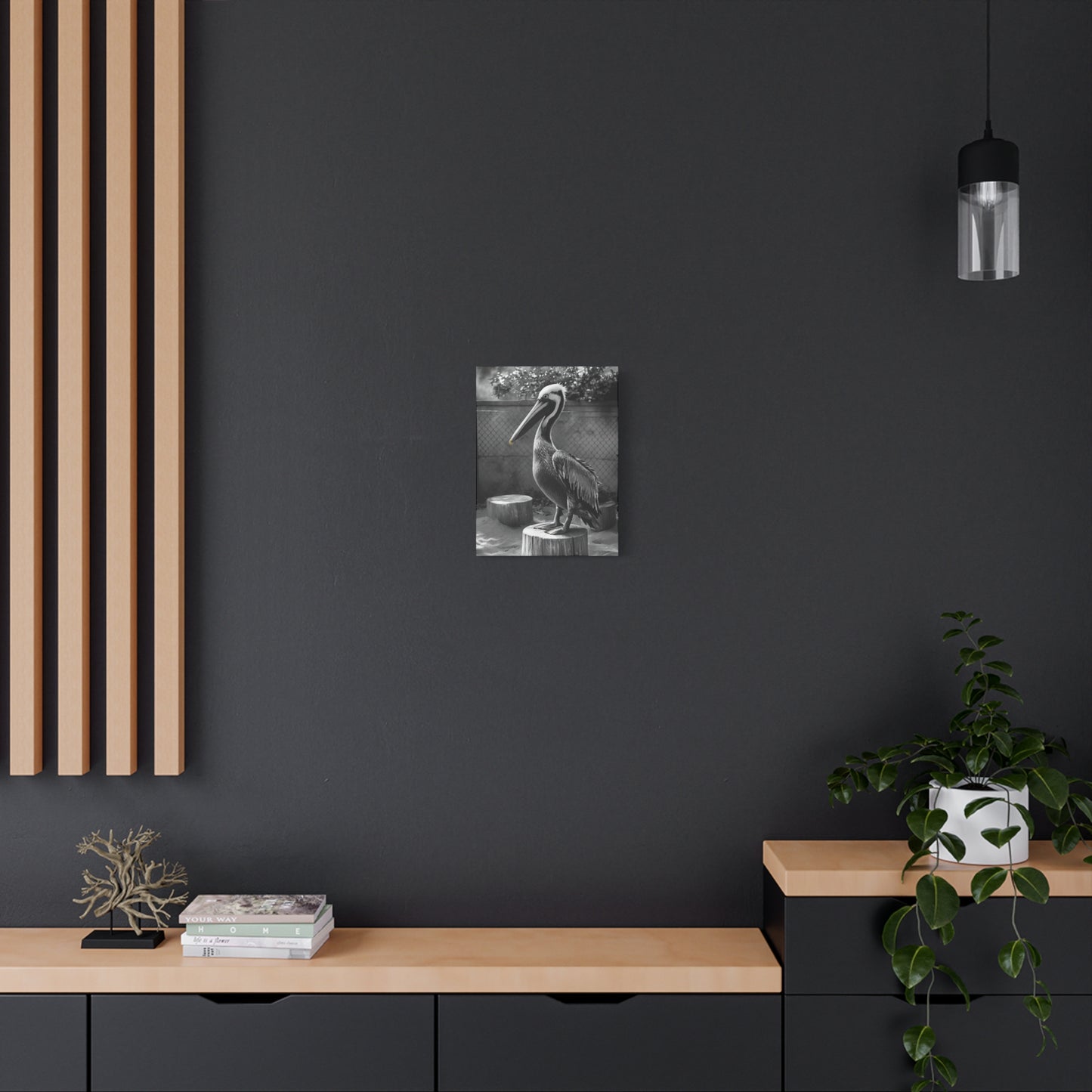Serene Black and White Pelican Canvas Art