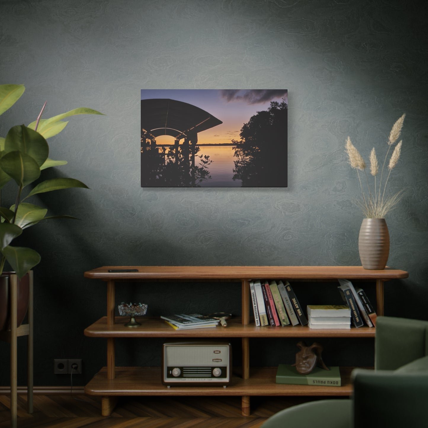 Serene and Vibrant Sunset on the River - Canvas Wal Art