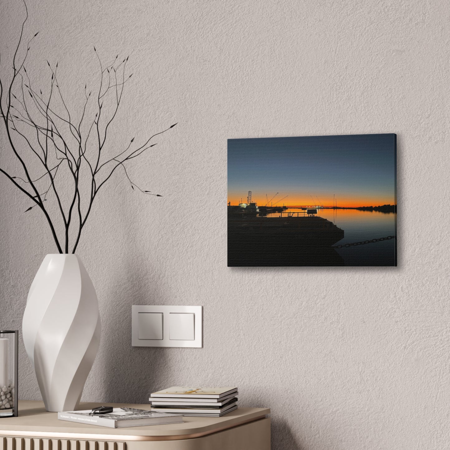 Sunset Harbor Canvas Wall Art — Stretched Canvas Print
