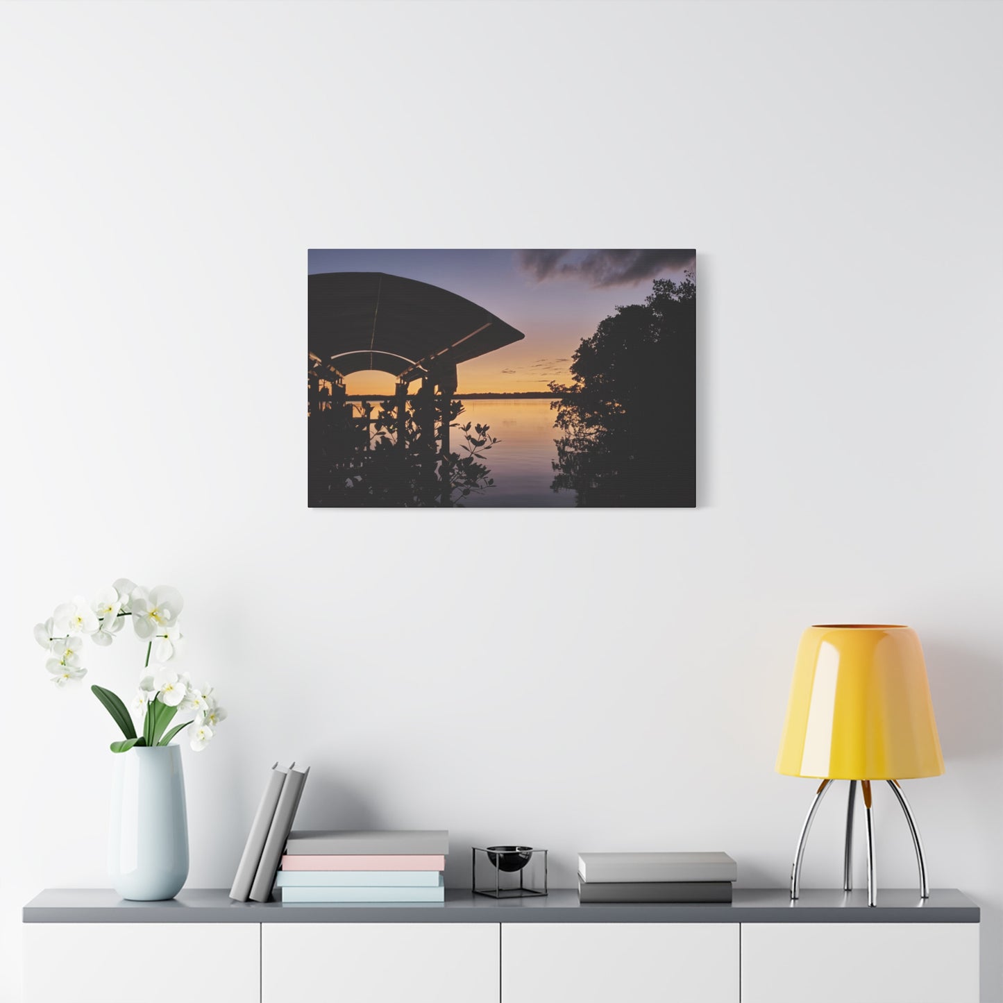 Serene and Vibrant Sunset on the River - Canvas Wal Art