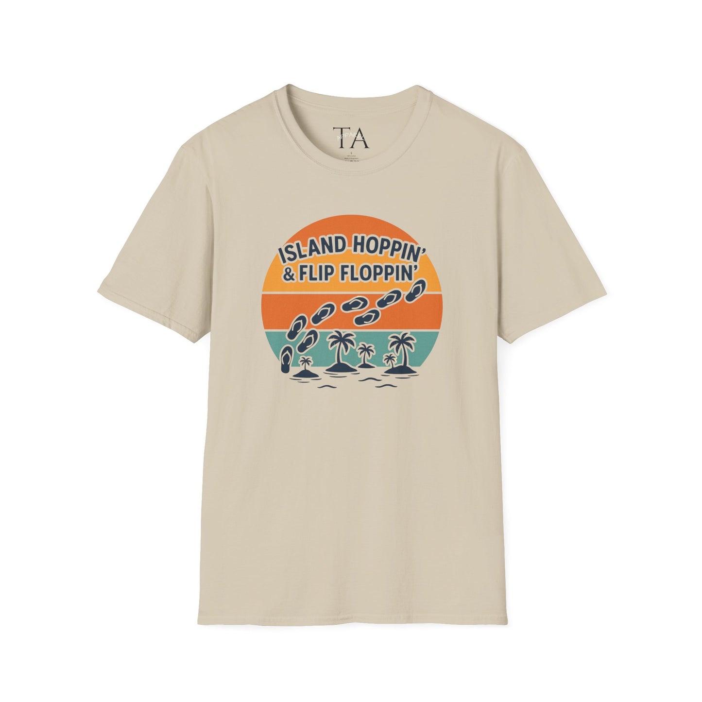 Island Hoppin' Flip Floppin' Unisex Softstyle T-Shirt, Beach T-Shirt, Vacation Apparel, Summer Wear, Casual T-Shirt, Graphic Tee