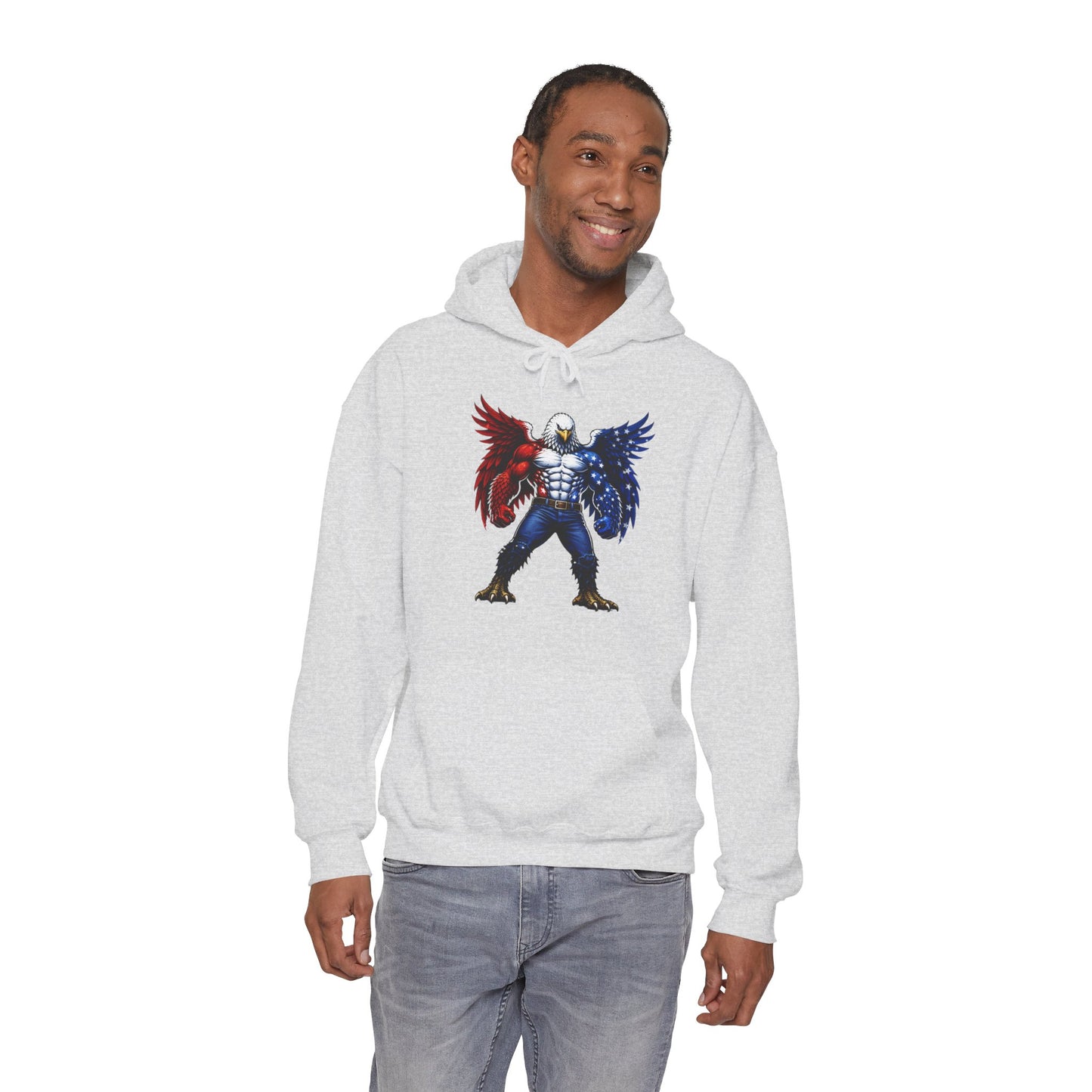 Birdmanzilla Patriotic Eagle Warrior Hoodie | American Flag Wings, Bald Eagle Graphic