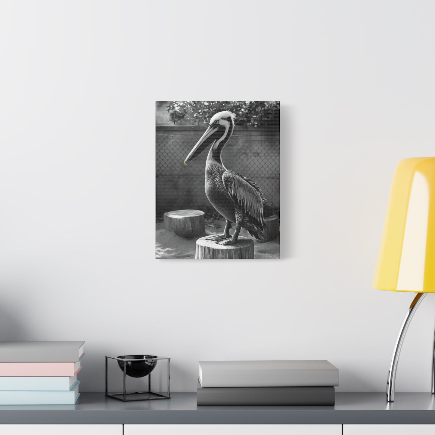 Serene Black and White Pelican Canvas Art