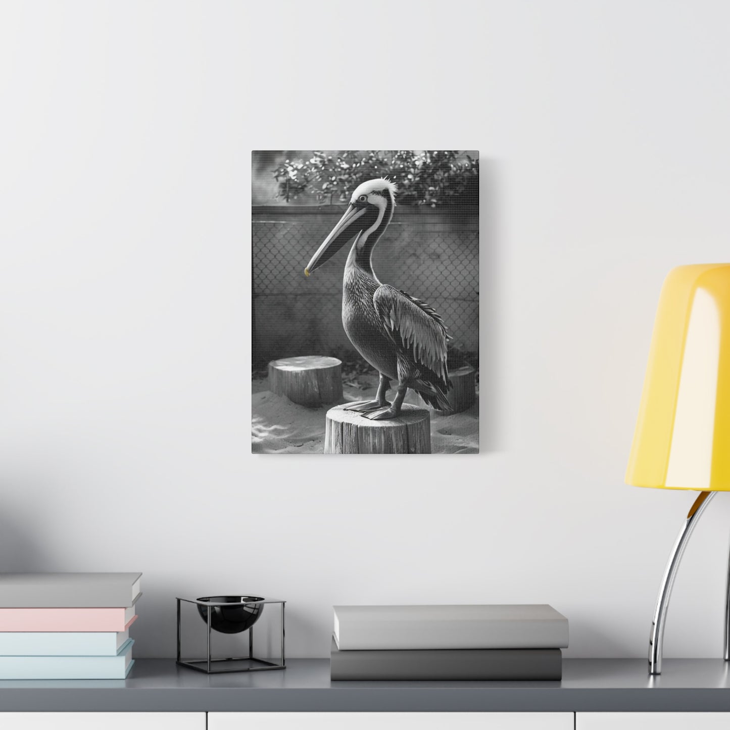 Serene Black and White Pelican Canvas Art