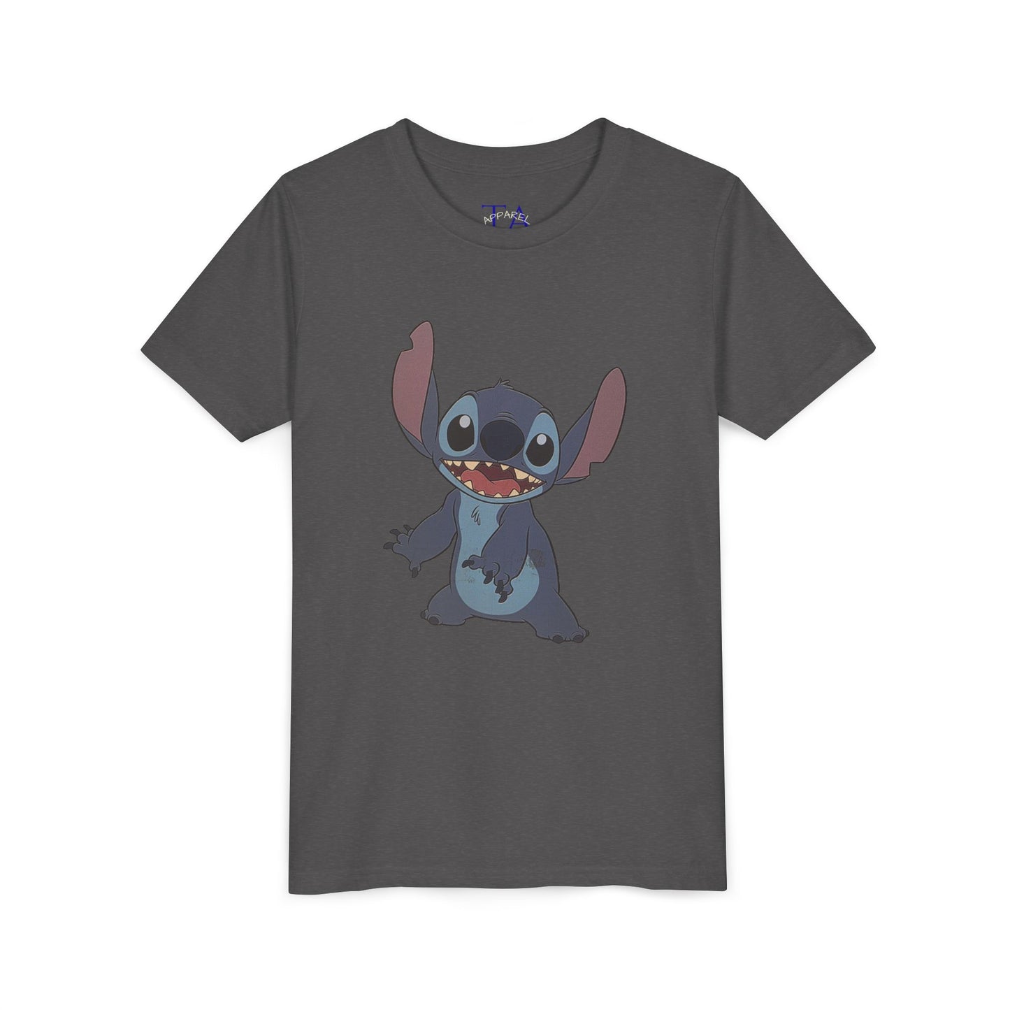 Kids Short Sleeve Tee with Stitch, Cute Kids Tee, Fun Gift for Boys & Girls, Birthday Gift, Summer Wear, Kids' Fashion