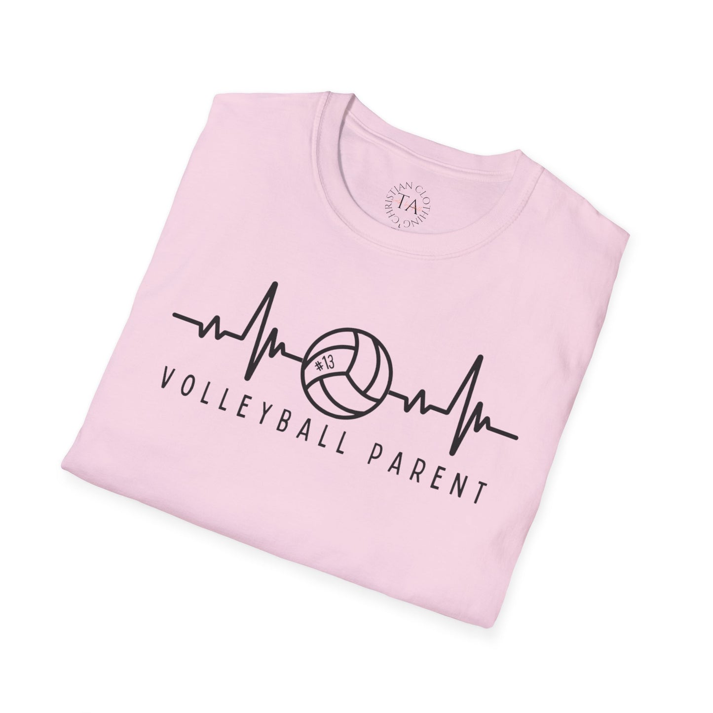 Volleyball Parent Heartbeat T-Shirt Soft Cotton Tee Customizable for Sports Enthusiasts, Gifts for Moms & Dads, Team Spirit Apparel, Athletic Wear