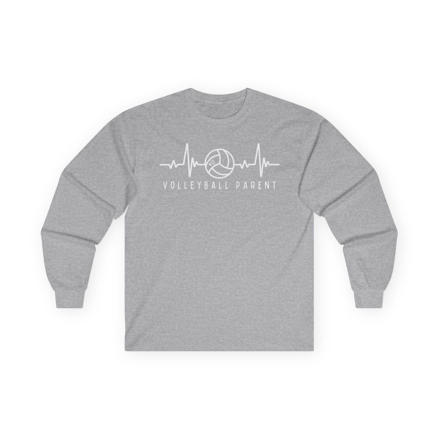 Volleyball Heartbeat Long Sleeve Tee #13, Quality Cotton Shirt, Parent Gift, Volleyball Fan Apparel, Sports Lover Top