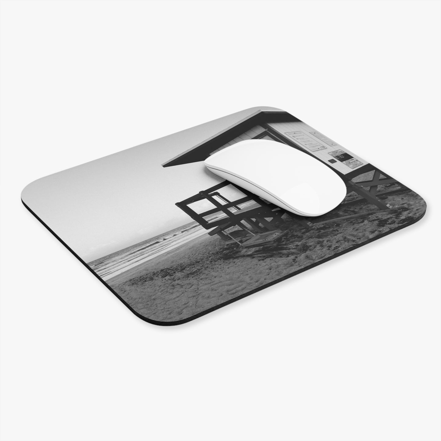 Rectangle Beach Day Mouse Pad, Relaxing Lifeguard Stand Design, Desk Decor, Coastal Office Accessory, Summer Vibes, Desk Pad