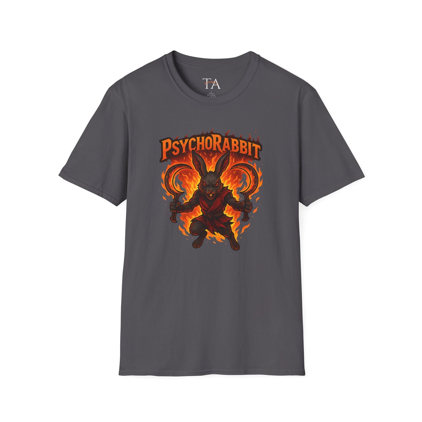 Psychorabbit Graphic Tee | Unisex Softstyle T-Shirt for Anime Fans and Gamers