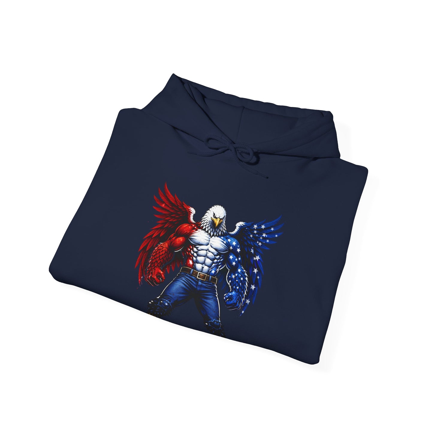 Birdmanzilla Patriotic Eagle Warrior Hoodie | American Flag Wings, Bald Eagle Graphic